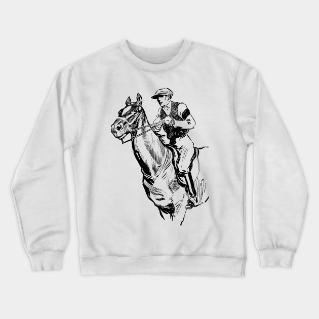 Vintage Jockey on Horseback Crewneck Sweatshirt by Vintage Sketches